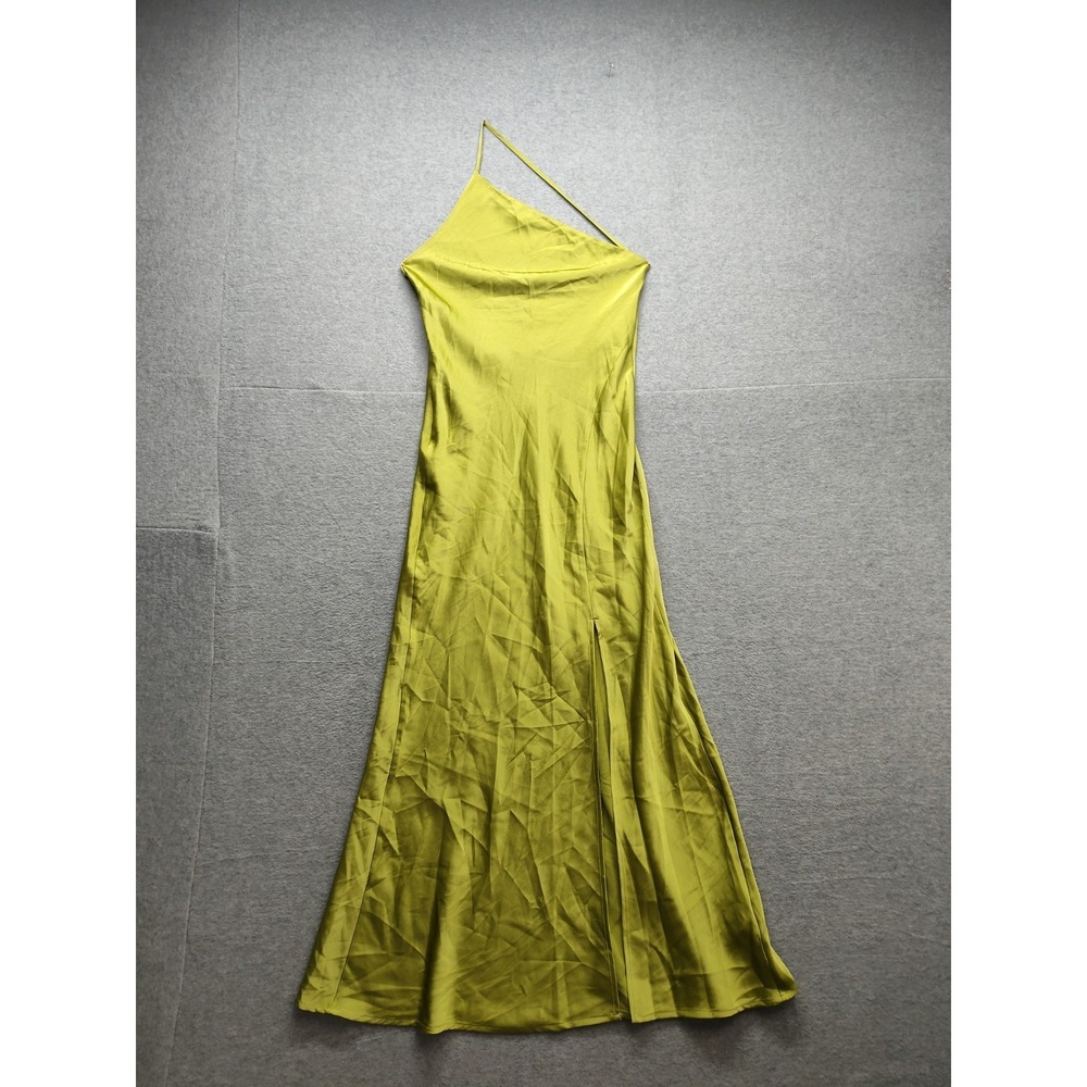 Commense Women Maxi Dress S Green Satin Sleeveless Backless Cowl Neck Cocktail